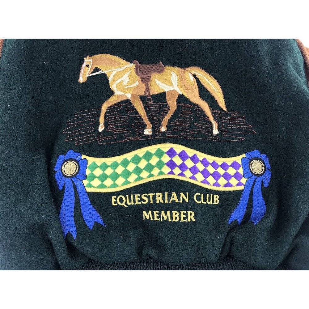 Vintage Identity‎ Inc Boys Bomber Equestrian Embroider Wool Suede Jacket Size 3
